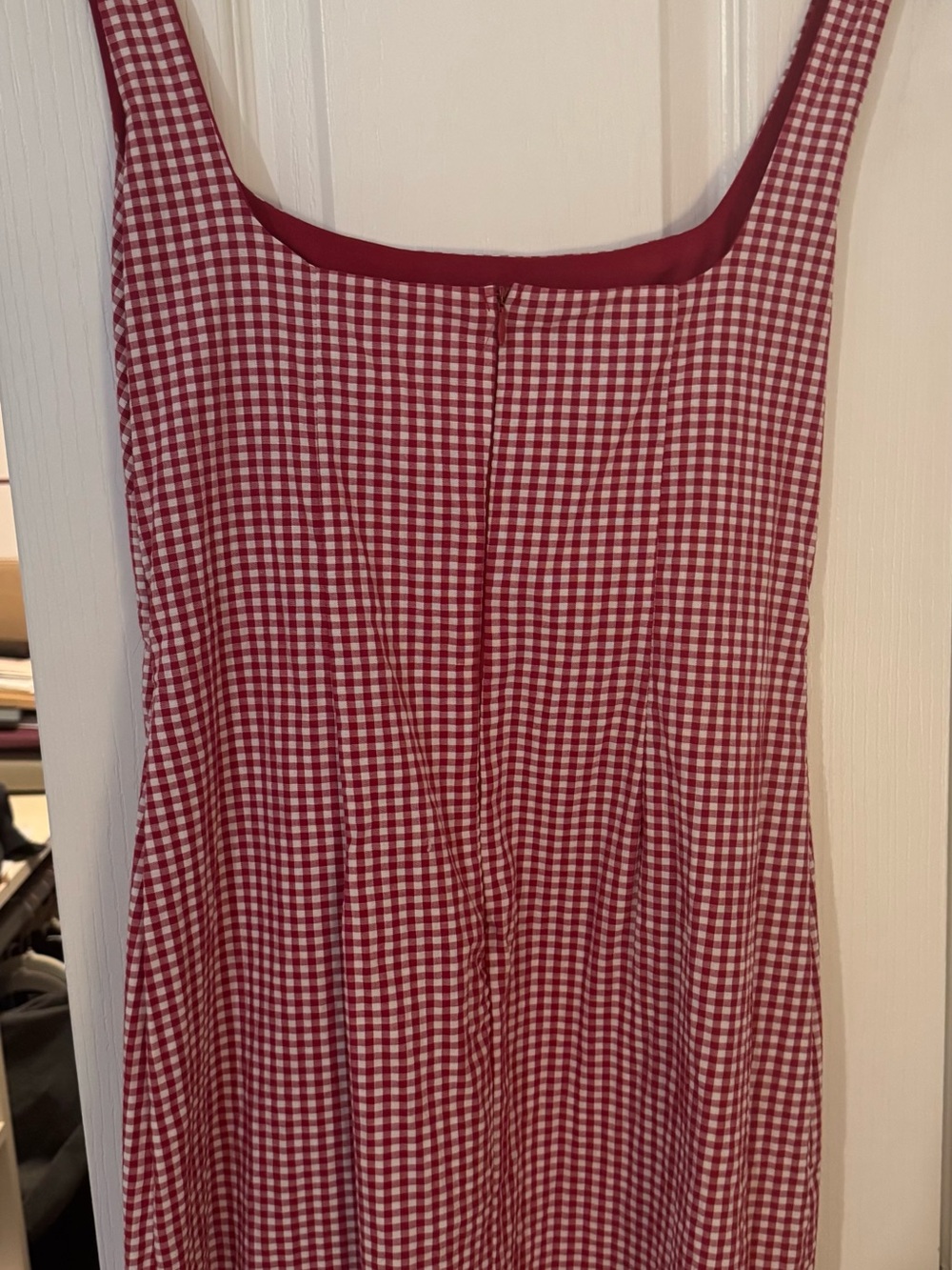 Vestique Red Gingham & Solid Red Sleeveless Dress - Picture 4 of 6